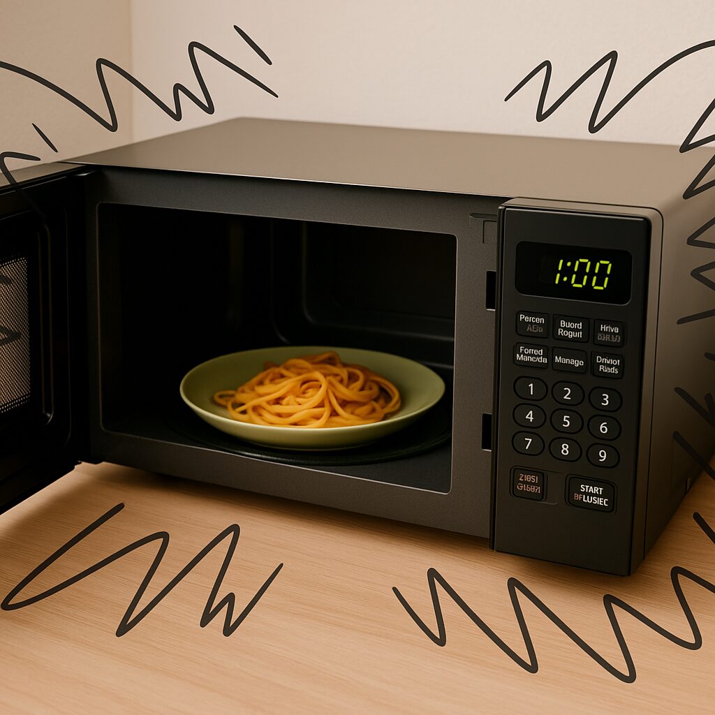 電子レンジから大きな音が出ている様子を表現した写真